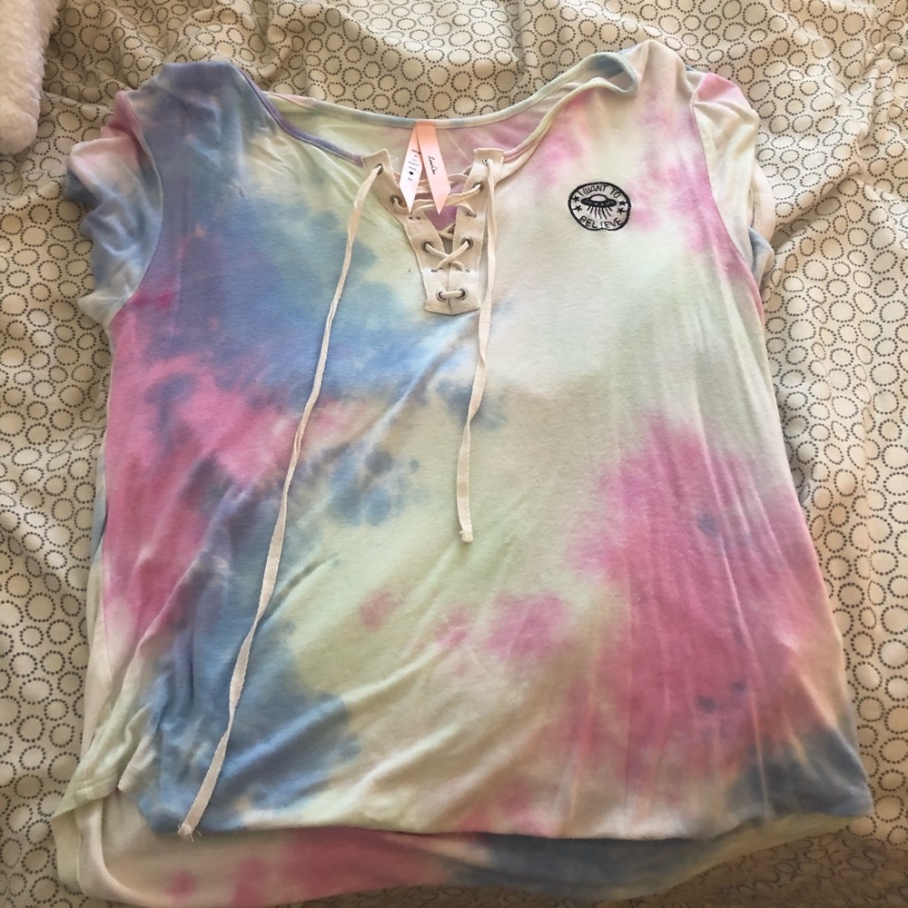 Tye dye tee shirt with tie